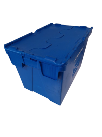Engels Distributiebak 600x400x400 mm nestbaar, blauw, gebruikt Engels Distributiebak 600x400x400 mm nestbaar, blauw, gebruikt