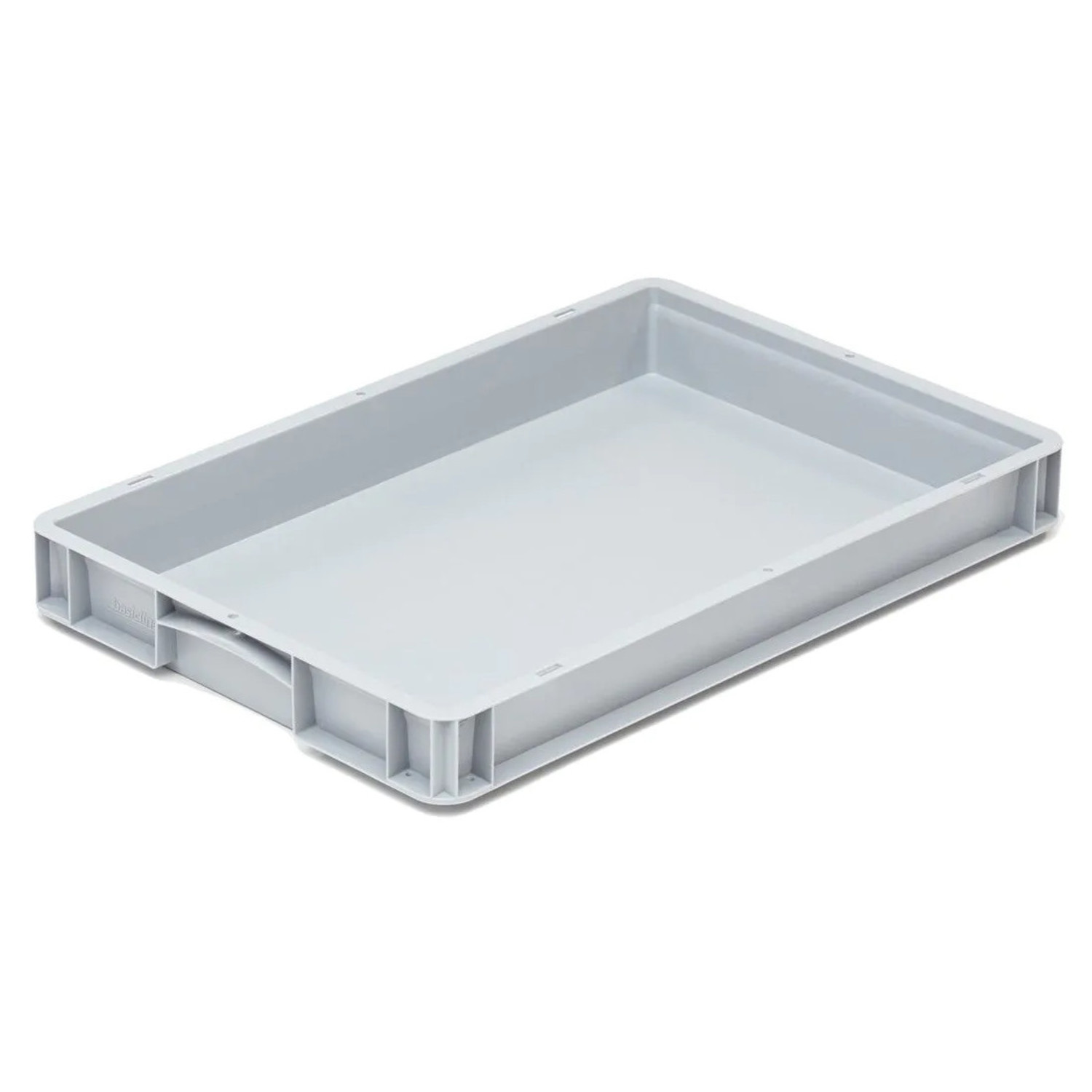 Kunststof stapelbak 600x400x75mm grijs, gebruikt - Emtrade.nl