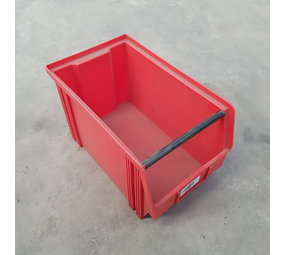 Magazijnbak, 340x210x200 mm, rood kunststof, gebruikt