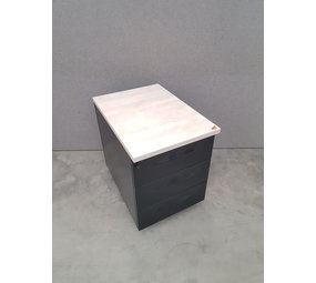 Ladenblok 60x42x57 cm, zonder sleutel, eiken/zwart, 3 laden, gebruikt Ladenblok 60x42x57 cm, zonder sleutel, eiken/zwart, 3 laden, gebruikt