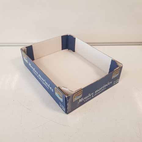 Vouw Tray / Bakje  292x210x70 mm Karton Bruin Blauw Bedrukt Nieuw