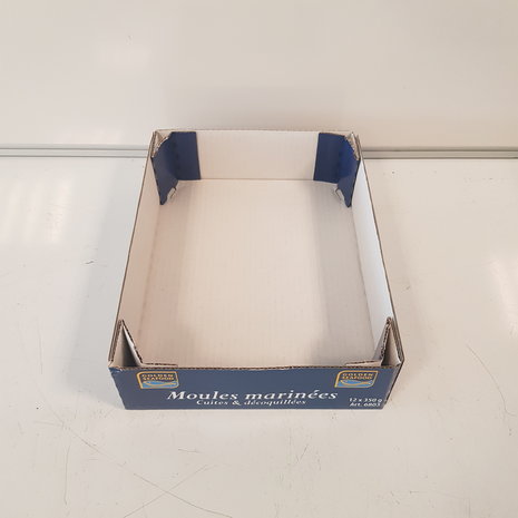 Vouw Tray / Bakje  292x210x70 mm Karton Bruin Blauw Bedrukt Nieuw
