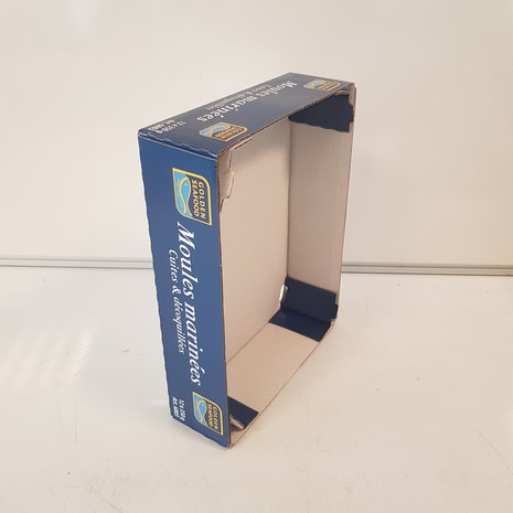 Vouw Tray / Bakje  292x210x70 mm Karton Bruin Blauw Bedrukt Nieuw