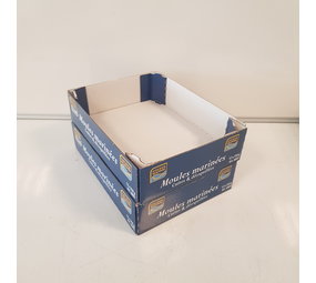 Vouw Tray / Bakje  292x210x70 mm Karton Bruin Blauw Bedrukt Nieuw