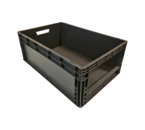 Emtrade (Nieuw) Magazijnbak Euro 600x400x220 met grijpopening, grijs, Nieuw