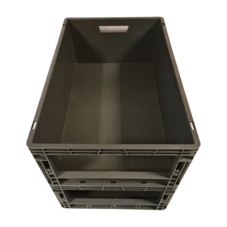 Emtrade (Nieuw) Magazijnbak Euro 600x400x220 met grijpopening, grijs, Nieuw