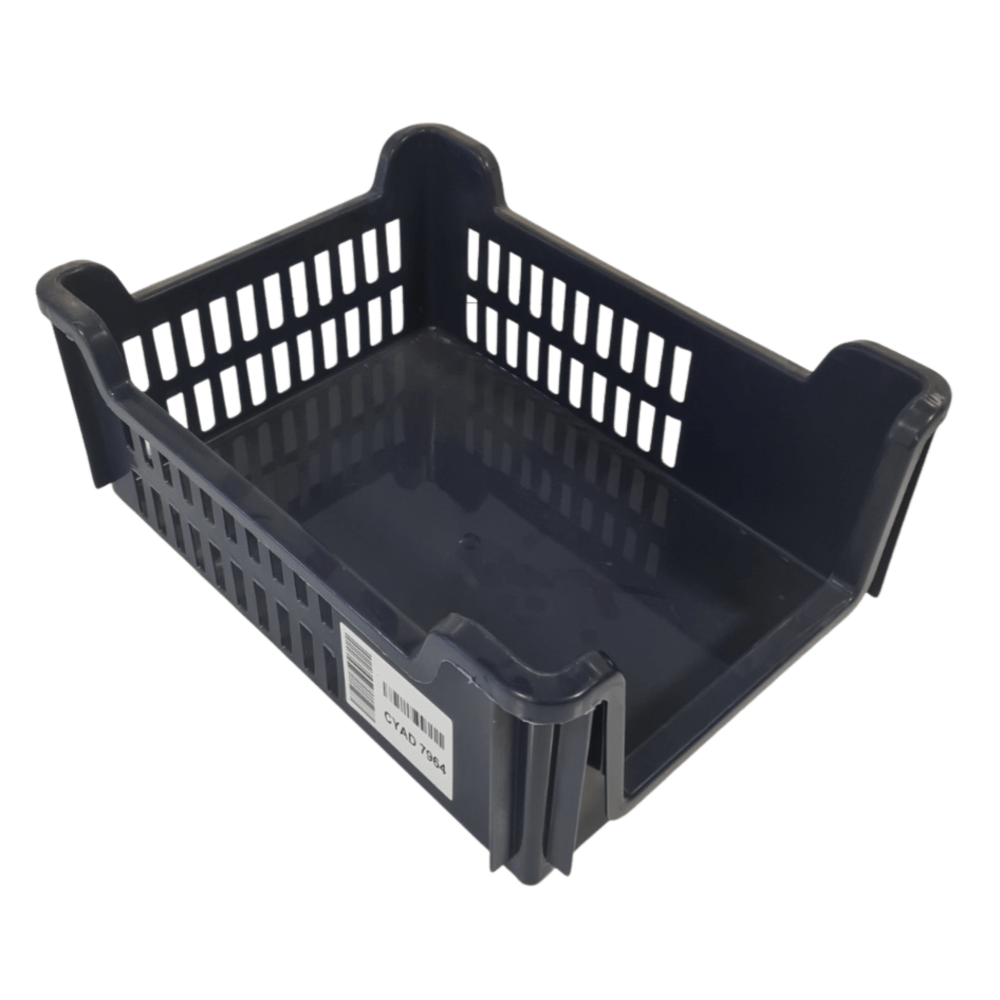 Emtrade Magazijnbak grijpbak 40x30x16, stapelbaar, donkerblauw, gebruikt Emtrade Magazijnbak grijpbak 40x30x16, stapelbaar, donkerblauw, gebruikt