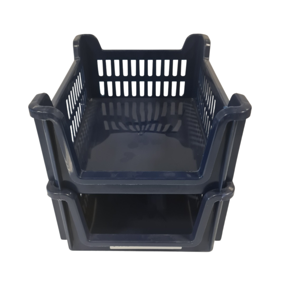 Emtrade Magazijnbak grijpbak 40x30x16, stapelbaar, donkerblauw, gebruikt Emtrade Magazijnbak grijpbak 40x30x16, stapelbaar, donkerblauw, gebruikt