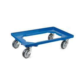 Emtrade (Nieuw) Dolly 60x40x15 Blauw met 4 rubberen zwenkwielen, Nieuw