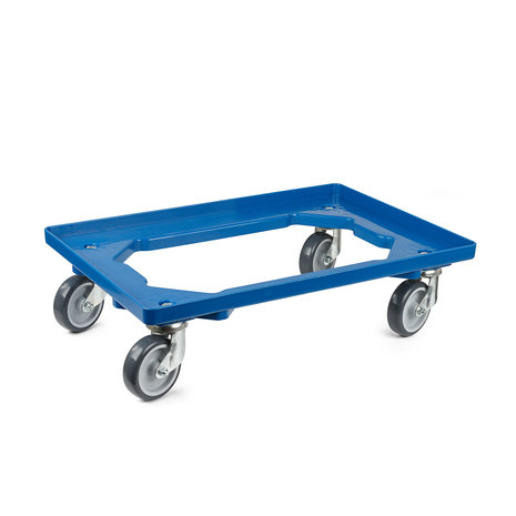 Emtrade (Nieuw) Dolly 60x40x15 blauw met 4 rubberen zwenkwielen, nieuw