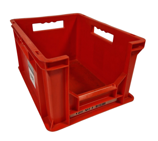 SSI SchÃ¤fer Magazijnbak, 400x300x220 mm, euronorm, rood kunststof, gebruikt