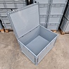 Emtrade Stapelbak met deksel, 800x600x420 mm, euronorm, grijs kunststof, gebruikt