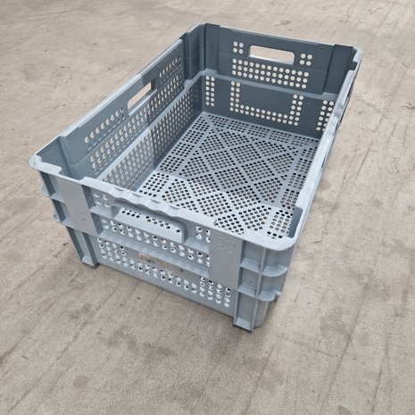 Dexion Nestbare Stapelkrat, 600x400x24 mm, euronorm, grijs kunststof, gebruikt