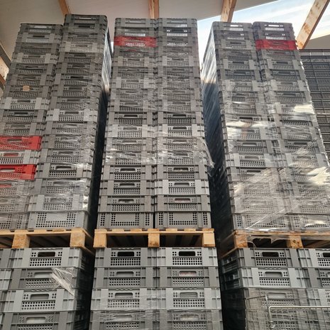 Dexion Nestbare Stapelkrat, 600x400x24 mm, euronorm, grijs kunststof, gebruikt