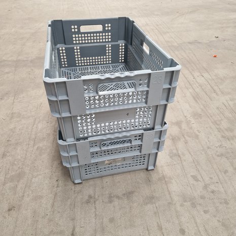 Dexion Nestbare Stapelkrat, 600x400x24 mm, euronorm, grijs kunststof, gebruikt
