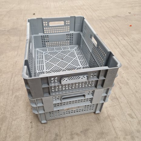 Dexion Nestbare Stapelkrat, 600x400x24 mm, euronorm, grijs kunststof, gebruikt