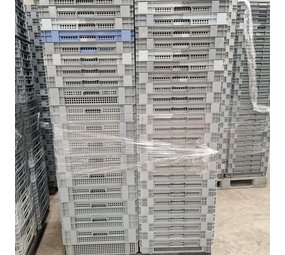 Dexion Nestbare Stapelkrat, 600x400x14 mm, euronorm, grijs kunststof, gebruikt