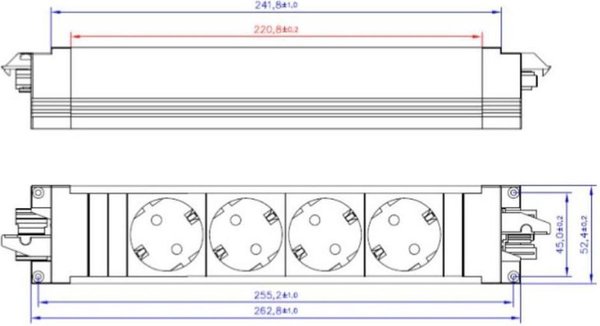 Bachmann Bachmann 336.604 4-voudig stekkerdoosmodule zonder schakelaar zwart