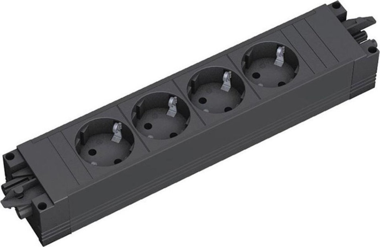 Bachmann Bachmann 336.604 4-voudig stekkerdoosmodule zonder schakelaar zwart