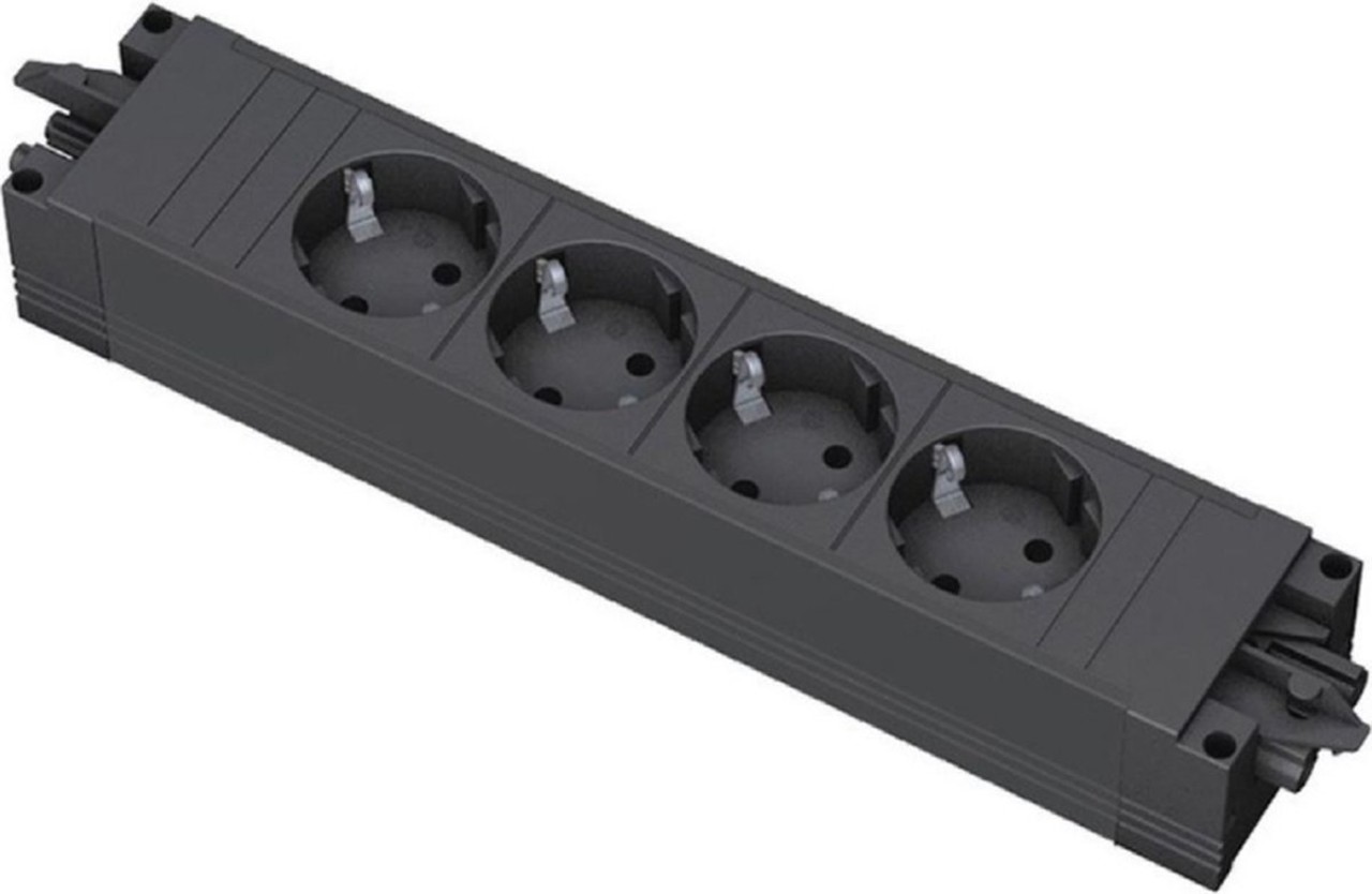 Bachmann Bachmann 336.604 4-voudig stekkerdoosmodule zonder schakelaar zwart
