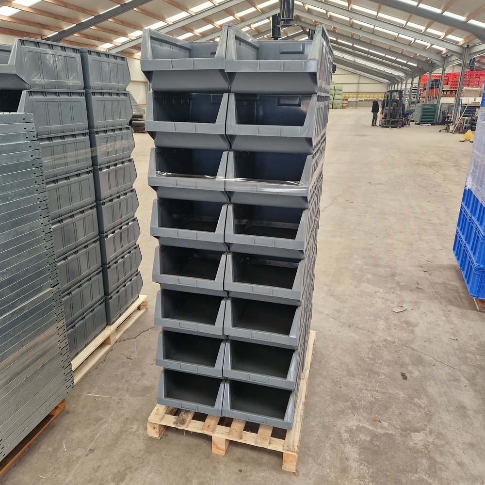 Mobil Plastic Magazijnbak met grijpopening, 58x36x25 cm, gebruikt Mobil Plastic Magazijnbak met grijpopening, 58x36x25 cm, gebruikt