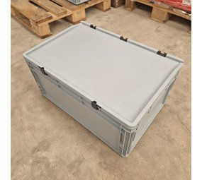 Auer Stapelbak 60x40x27 grijs met scharnierdeksel, gebruikt Auer Stapelbak 60x40x27 grijs met scharnierdeksel, gebruikt