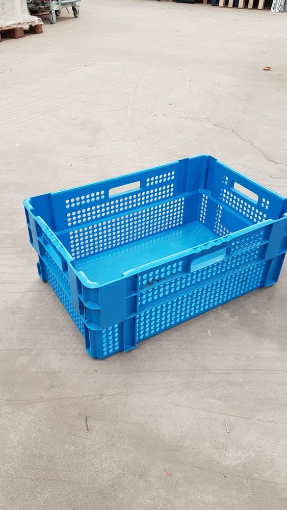 Didak Nestbare stapelkrat 60x40x24 cm blauw gesloten bodem 47l, gebruikt