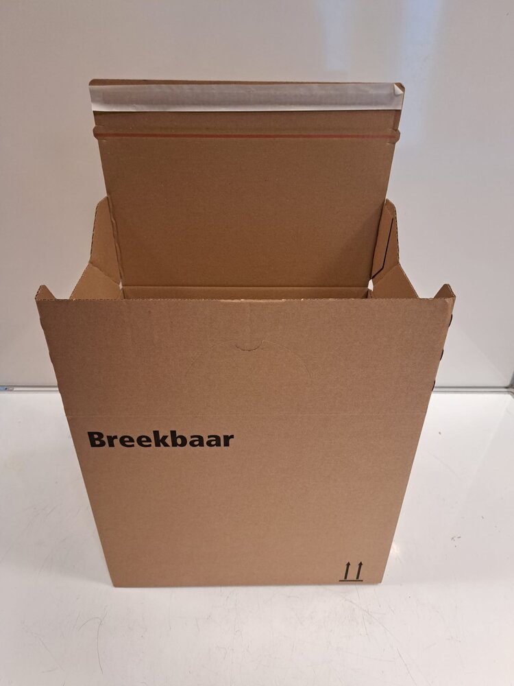 Verzenddoos 394x295x324 mm enkelgolf karton bruin met enkele plakstrip fefco 0701 nieuw