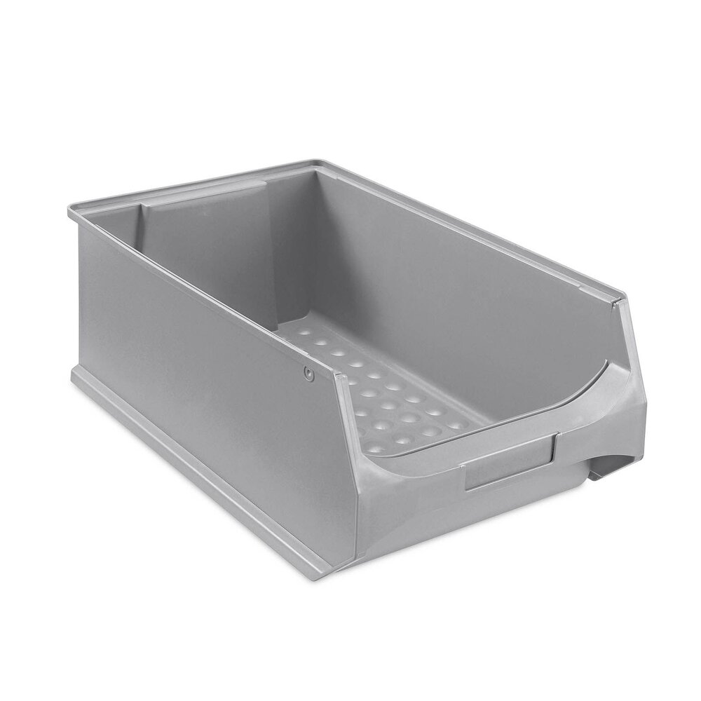 Embox Magazijnbak 500x300x200 mm stapelbaar met grijpopening PP Grijs, Nieuw