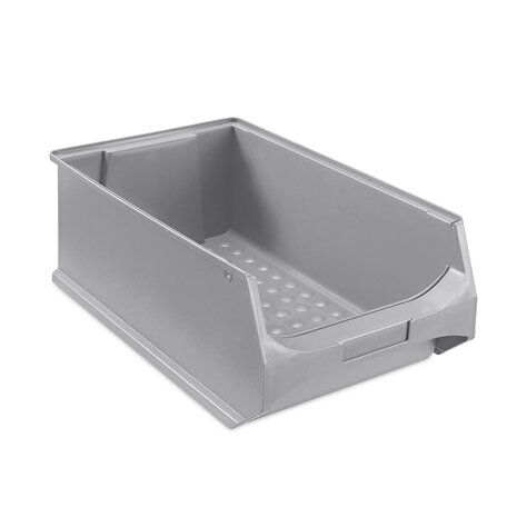 Embox Magazijnbak 500x300x200 mm stapelbaar met grijpopening PP Grijs, Nieuw