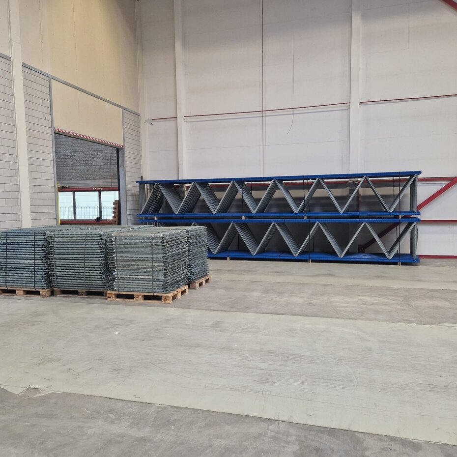 Palletstelling Jungheinrich Esmena 1100mm diep blauw/oranje, gebruikt ...