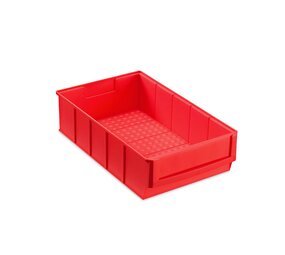 Magazijnbak, 300x183x81 mm, rood kunststof, nieuw