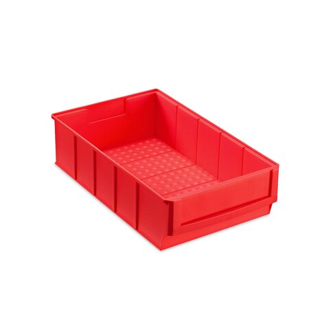 Magazijnbak, 300x183x81 mm, rood kunststof, nieuw