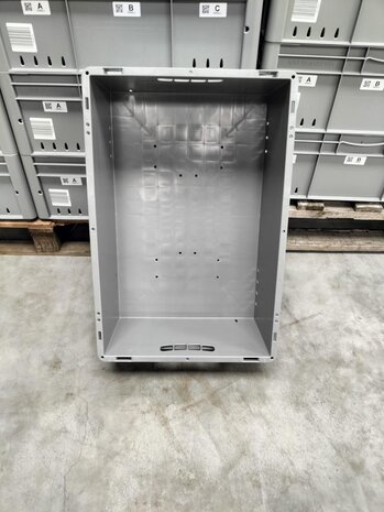 SSI SchÃ¤fer Stapelbak, 600x400x220 mm, euronorm, grijs pp, gebruikt