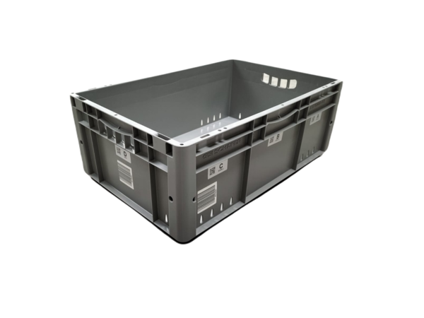 SSI SchÃ¤fer Stapelbak, 600x400x220 mm, euronorm, grijs pp, gebruikt