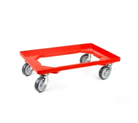 Emtrade (Nieuw) Dolly 60x40x15 Rood met 4 rubberen zwenkwielen, Nieuw