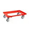 Emtrade (Nieuw) Dolly 60x40x15 rood met 4 rubberen zwenkwielen, nieuw