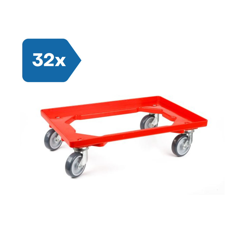 Emtrade Dolly 60x40x15 Rood met 4 rubberen zwenkwielen, Nieuw Emtrade Dolly 60x40x15 Rood met 4 rubberen zwenkwielen, Nieuw