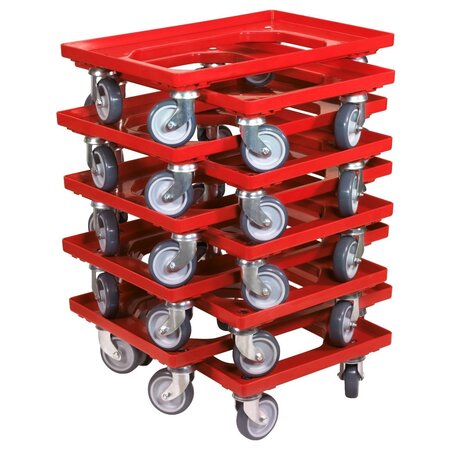 Emtrade Dolly 60x40x15 Rood met 2 zwenkwielen en 2  wielen met rem, Nieuw Emtrade Dolly 60x40x15 Rood met 2 zwenkwielen en 2  wielen met rem, Nieuw