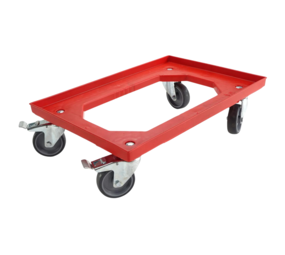 Emtrade Dolly 60x40x15 Rood met 2 zwenkwielen en 2  wielen met rem, Nieuw Emtrade Dolly 60x40x15 Rood met 2 zwenkwielen en 2  wielen met rem, Nieuw