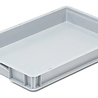 Stapelbak met deksel, 600x400x75 mm, euronorm, grijs kunststof, gebruikt Stapelbak met deksel, 600x400x75 mm, euronorm, grijs kunststof, gebruikt