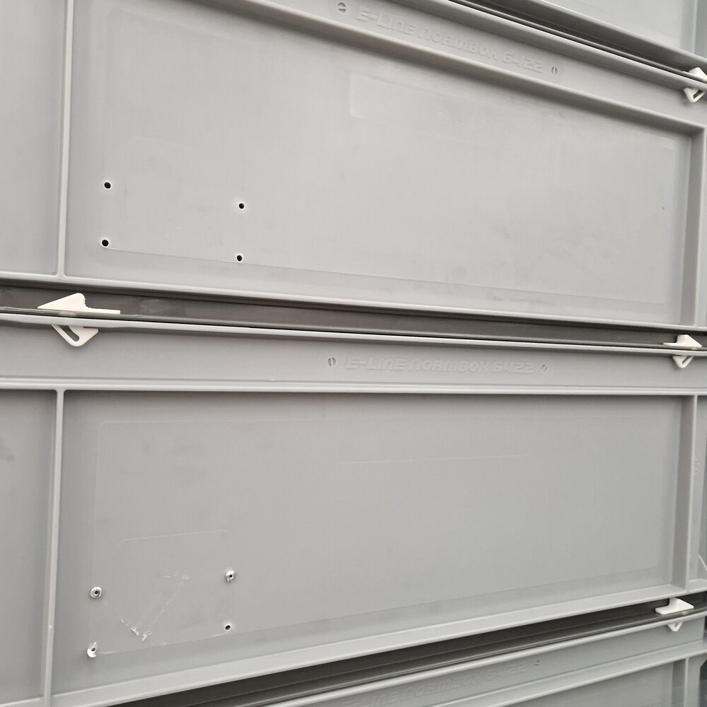 Emtrade Stapelbak met deksel, 600x400x22 mm, euronorm, grijs pp, gebruikt