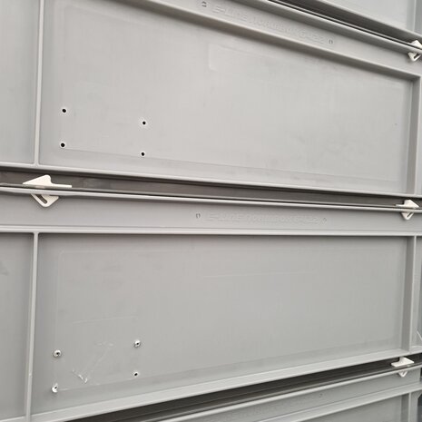 Emtrade Stapelbak met deksel, 600x400x22 mm, euronorm, grijs pp, gebruikt