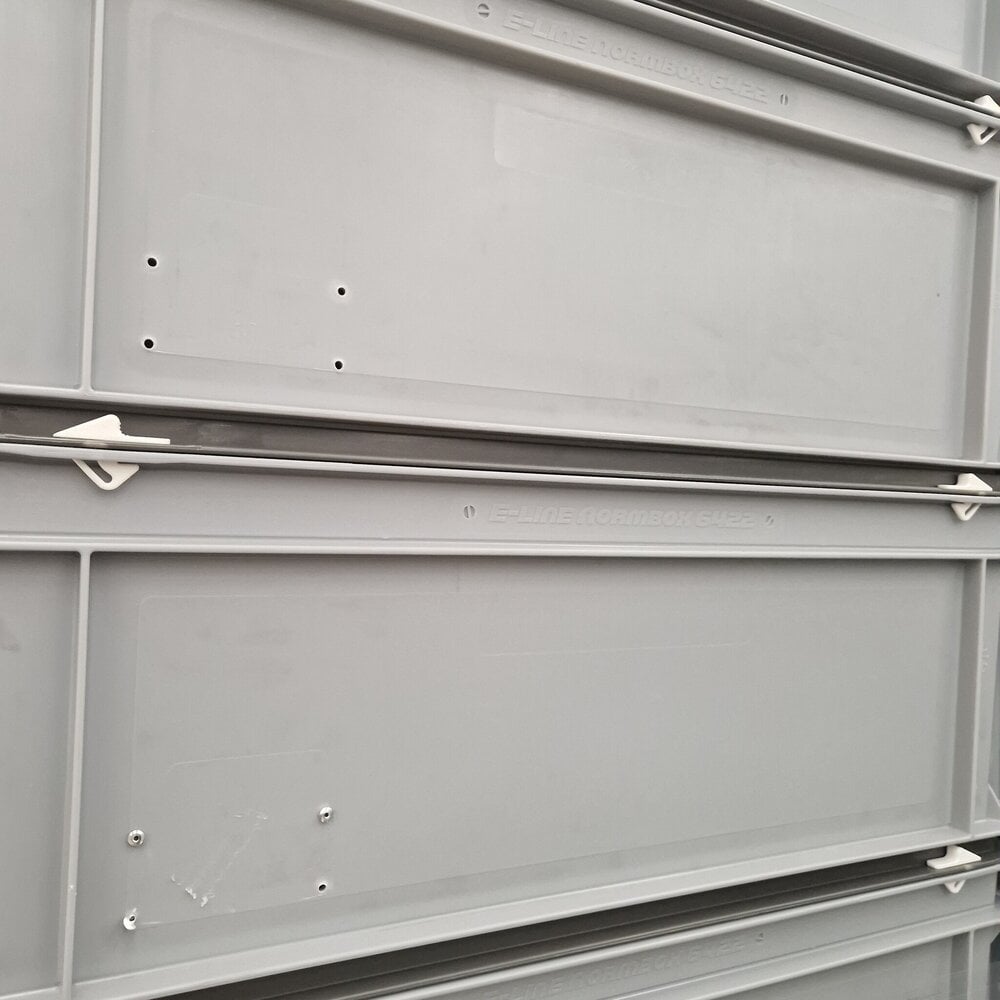 Emtrade Stapelbak met deksel, 600x400x220 mm, euronorm, grijs pp, gebruikt