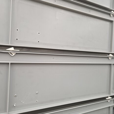 Emtrade Stapelbak met deksel, 600x400x220 mm, euronorm, grijs pp, gebruikt