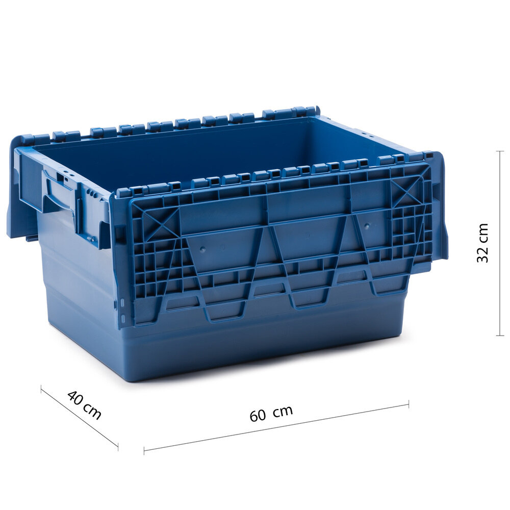 Distributiebak, 600x400x320 mm, euronorm, blauw kunststof, nieuw