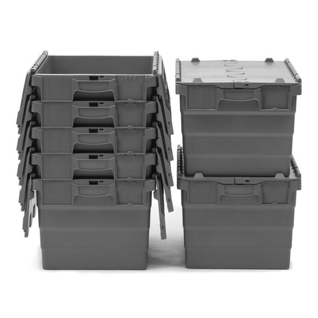 Distributiebak, 600x400x320 mm, euronorm, grijs kunststof, nieuw