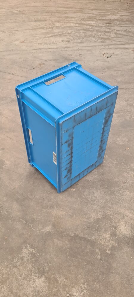 Emtrade Stapelbak, 600x400x320 mm, euronorm, blauw pp, gebruikt