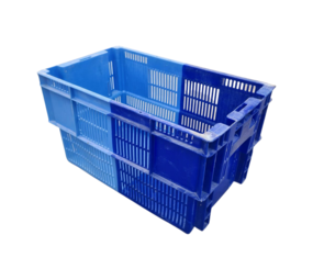 Allibert Nestbare stapelkrat geperforeerd 500x300x280cm blauw, gebruikt Allibert Nestbare stapelkrat geperforeerd 500x300x280cm blauw, gebruikt