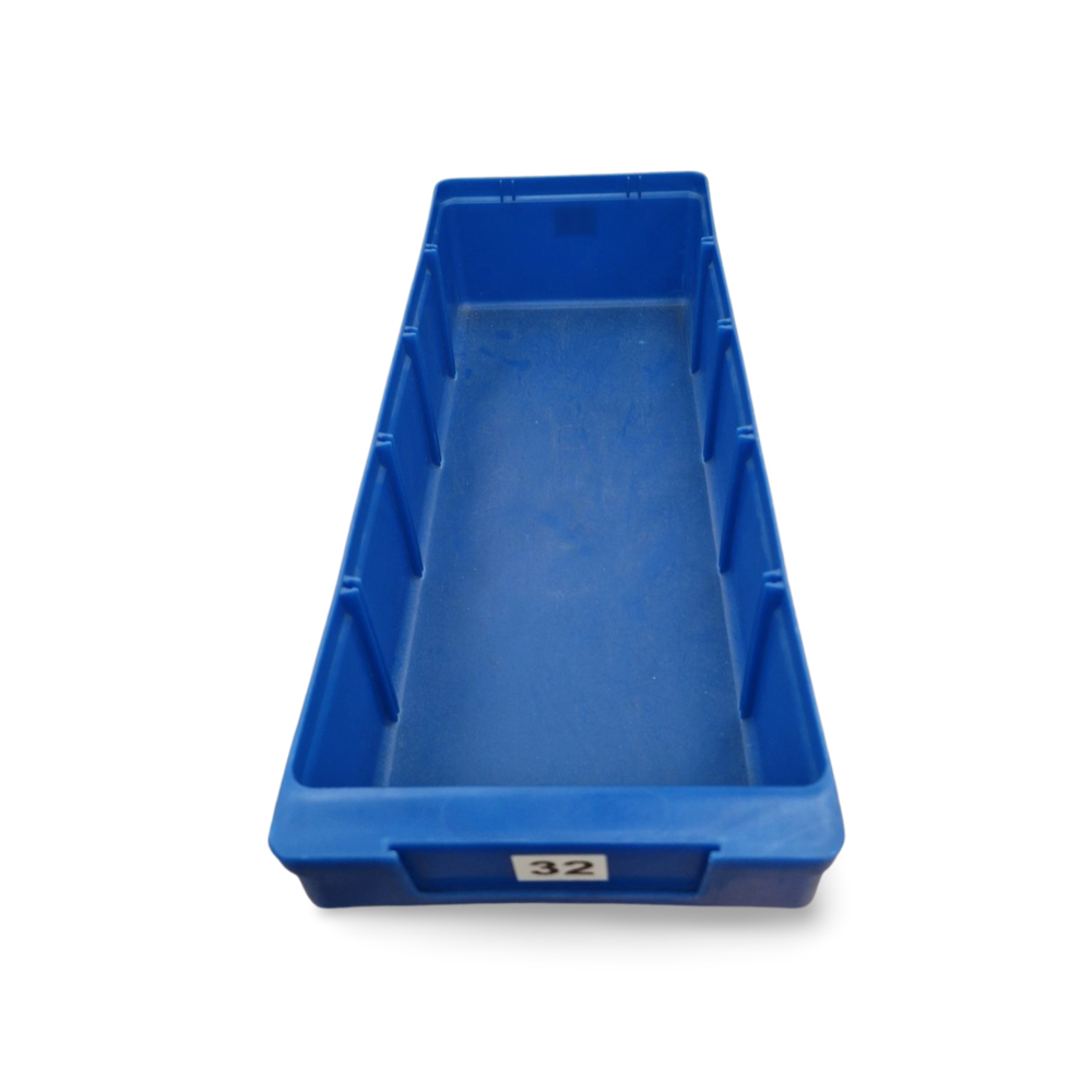 Stellingbak kunststof 400x150x80 mm blauw, gebruikt